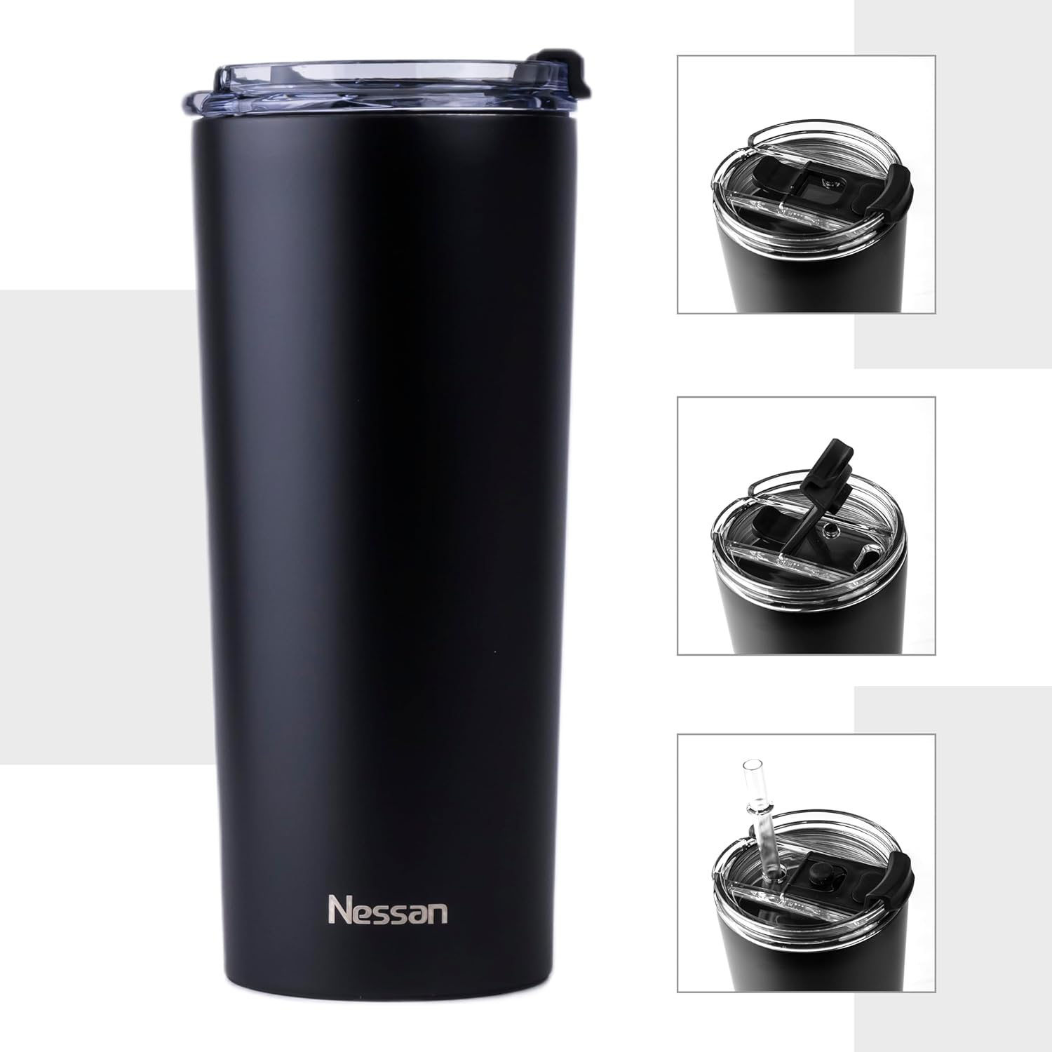 Nessan Dual Use Travel Mug, Grey, 600 ml - Image 3