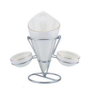 French Fry holder W/2 dip-Gold