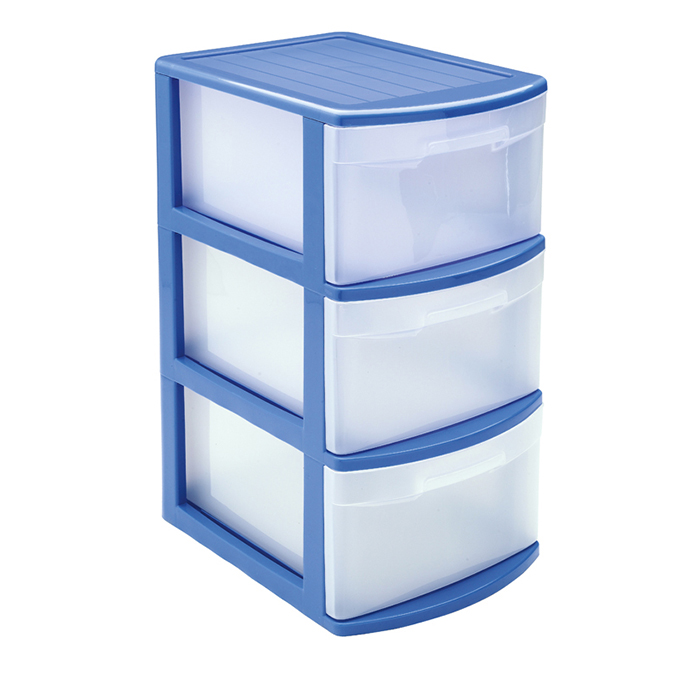 Plastic Forte Storage Unit with 3 Drawers Tamesis, Blue