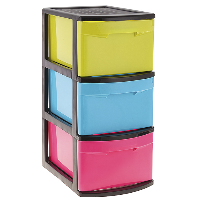 Plastic Forte Storage Unit with 3 Drawers Tamesis, Black