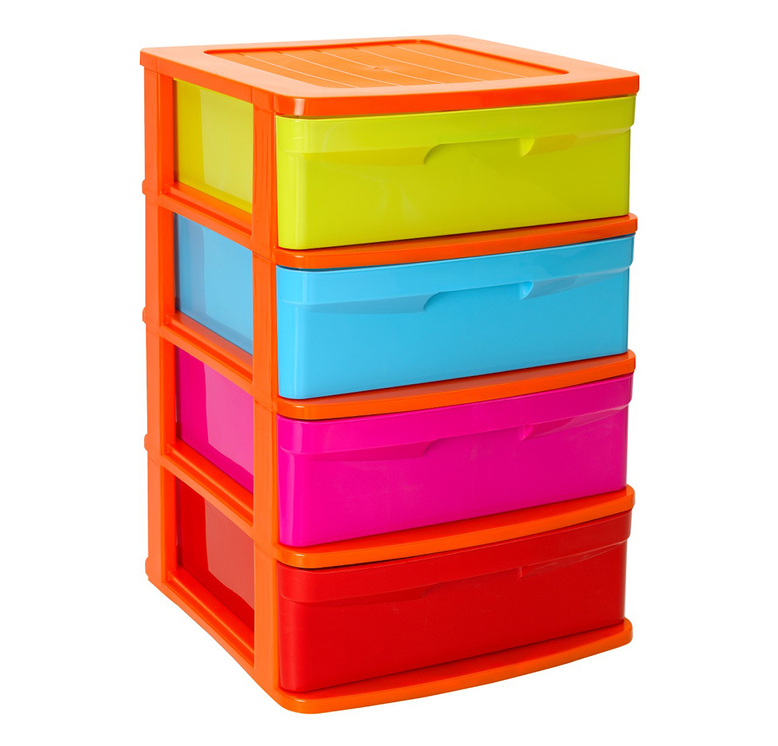 Plastic Forte Storage Unit with 4 Drawers Sena, Multicolor