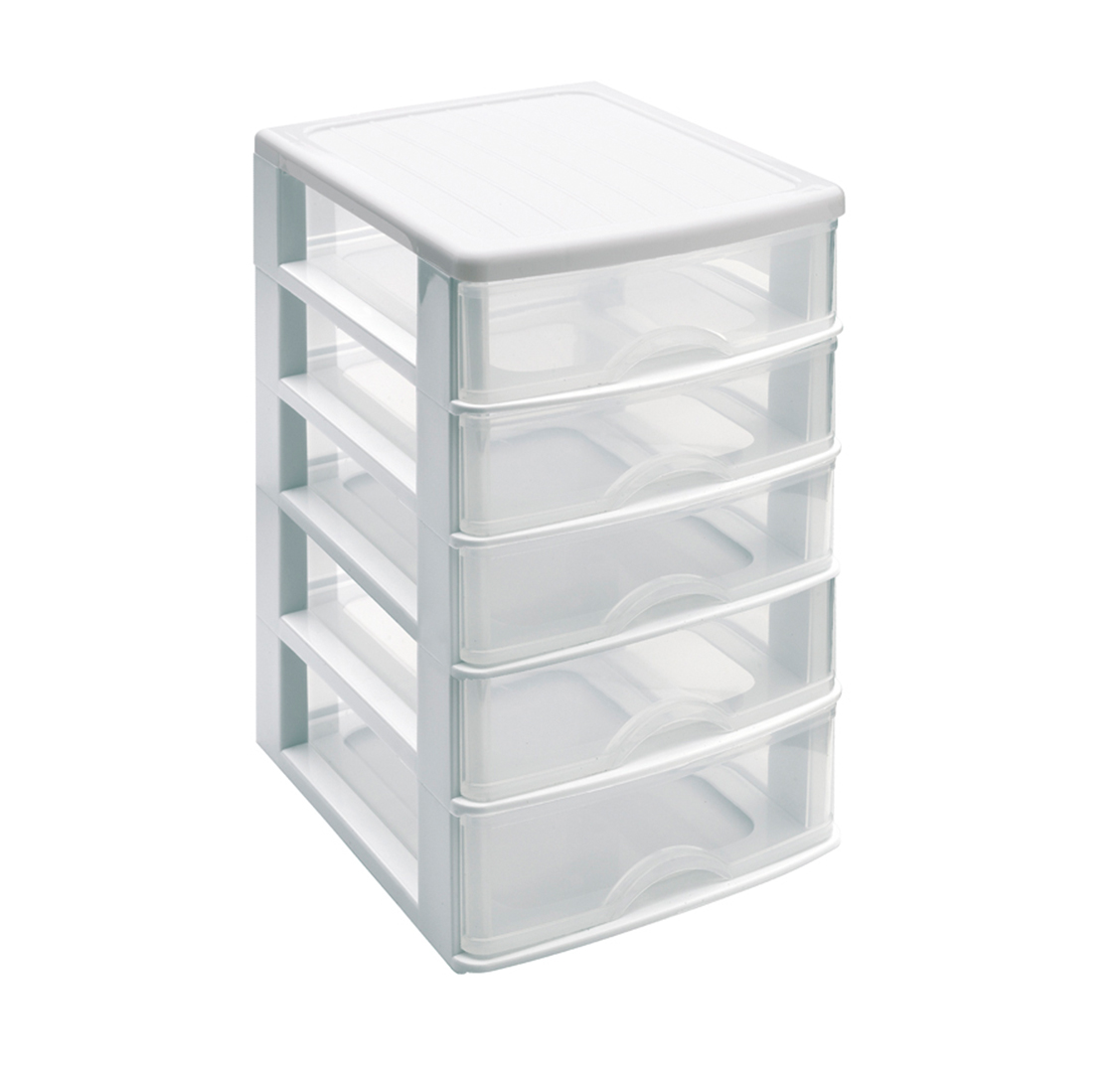 Plastic Forte Storage Unit with 5 Drawers Guadiana, White