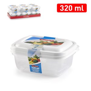 Plastic Forte Food Containers, 320ml (Set of 2)