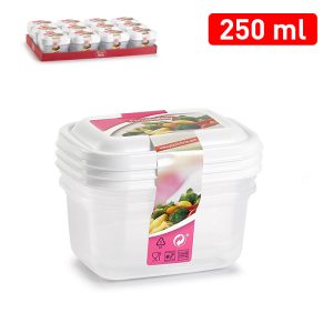 Plastic Forte Food Containers, 250ml (Set of 3)