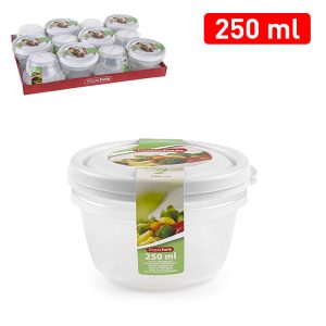 Plastic Forte Round Food Containers, 250ml (Set of 2)