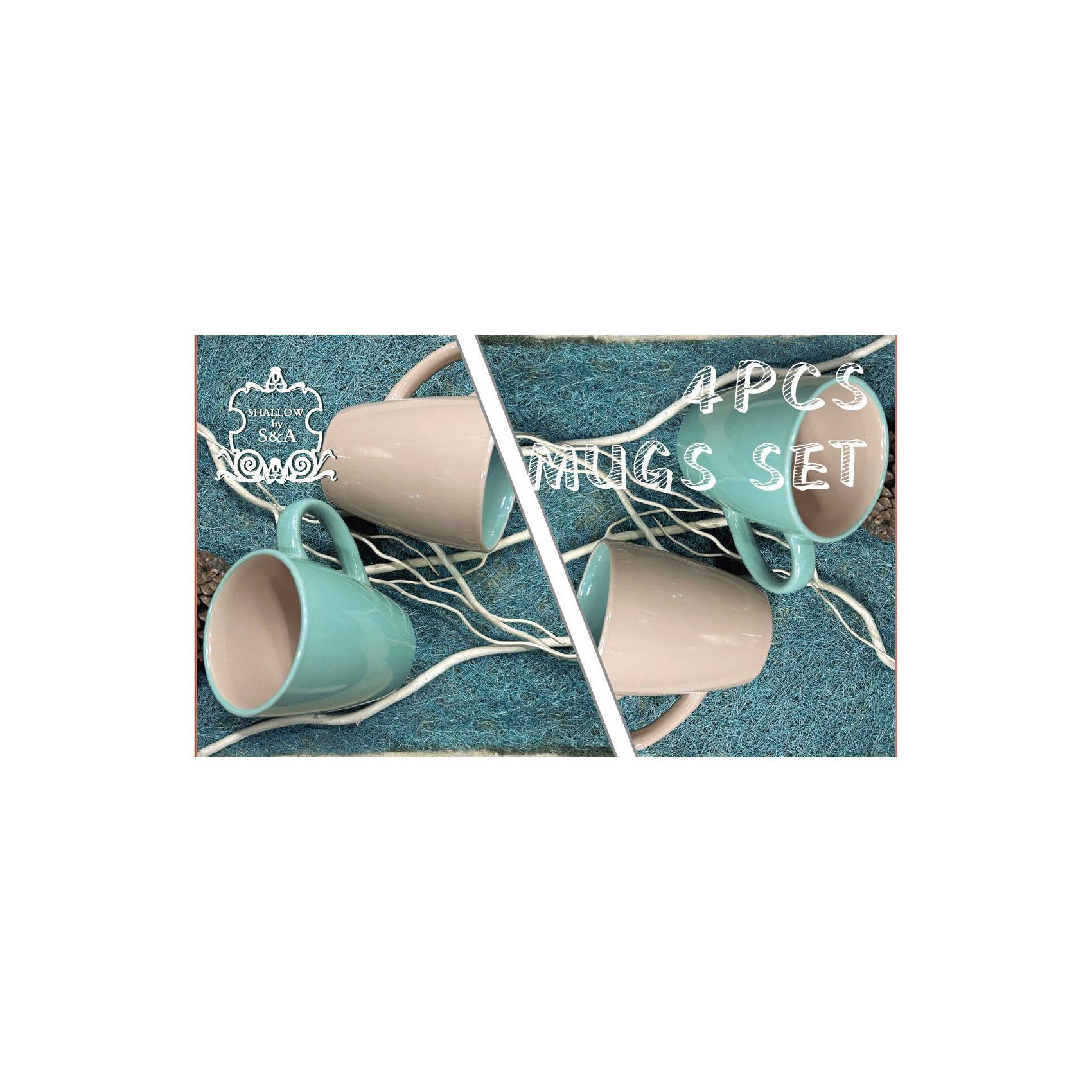 Moire 4Pcs Mugs Set 385Ml- Two Tone - Image 2