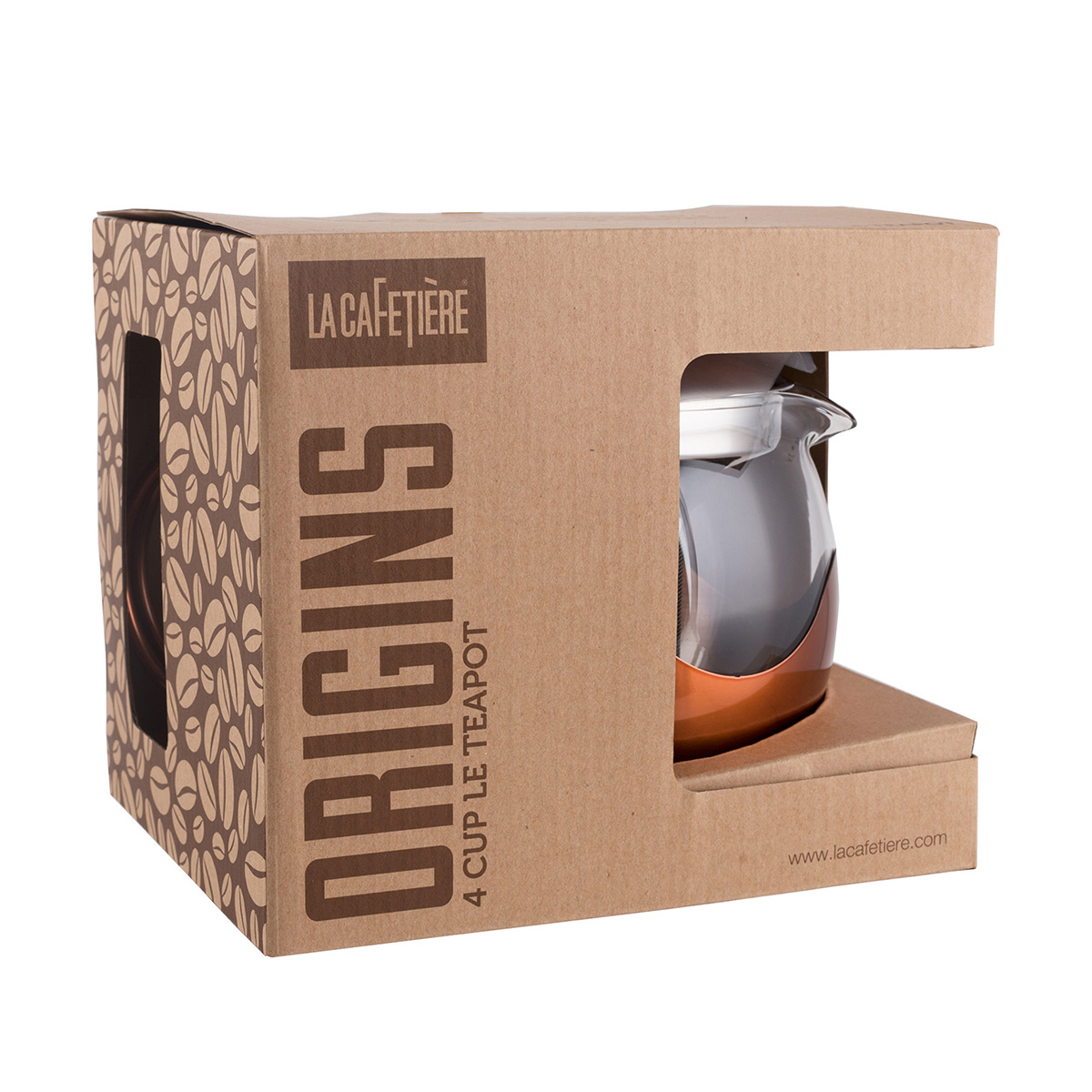 La Cafeti?re Brushed Copper Glass Infuser Teapot Four Cup 1.2 Litre, Gift Boxed - Image 3