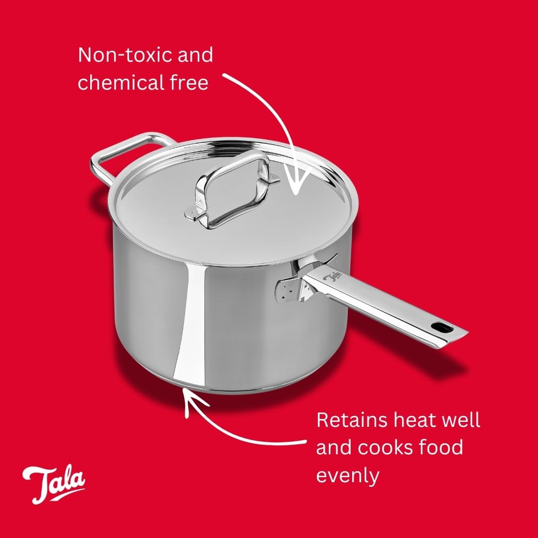 Tala Performance Stainless Steel 18cm Dia Deep Saucepan with Lid, Silver - Image 3