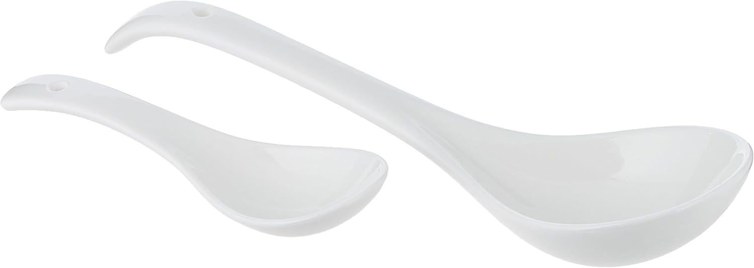 Shallow Soup Set with Bamboo Stand (31.5 x 27 x 22.5 cm, White) 15 Pieces - Image 5