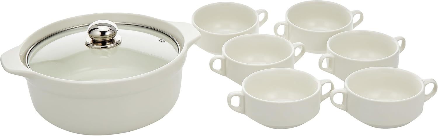 Shallow Soup Bowl Set with Gold Stand (10.5 inch/6.25 inch, White, 15 Pieces) - Image 3