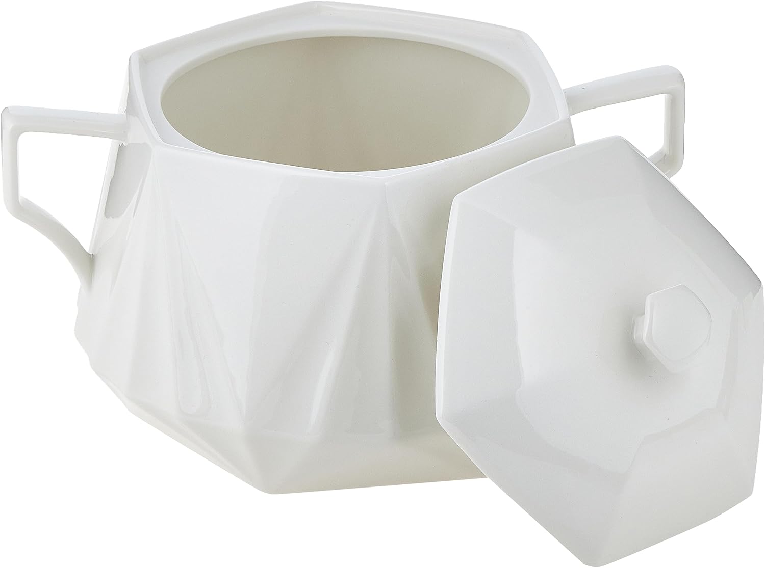 Shallow Soup Set with Bamboo Stand (31.5 x 27 x 22.5 cm, White) 15 Pieces - Image 3