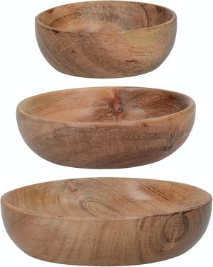 Creative Tops Artesa Acacia Wood Tagged Serving Bowls, Set of 3 (8cm, 10cm, 12.5cm)