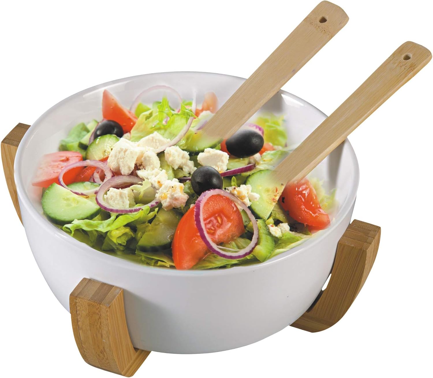 Shallow Bamboo Bowl with Spoon - Image 2