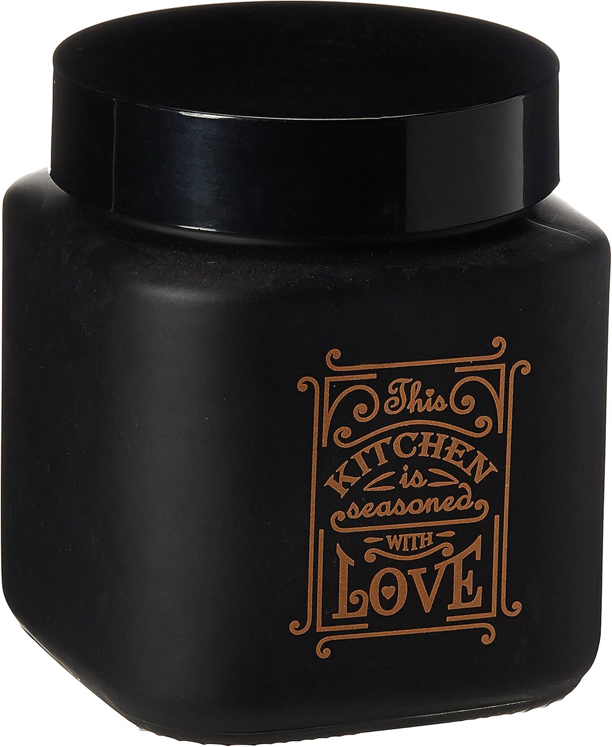 Herevin Square Canister Kitchen Love - Black, 1 Liter