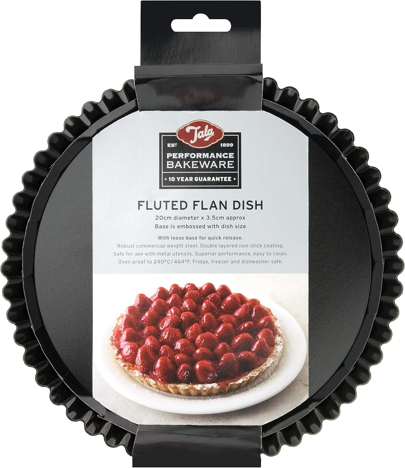 Tala Performance Eclipse Non-Stick Fluted Flan Tin (20 cm Dia X 3.5 cm) Tart Tin