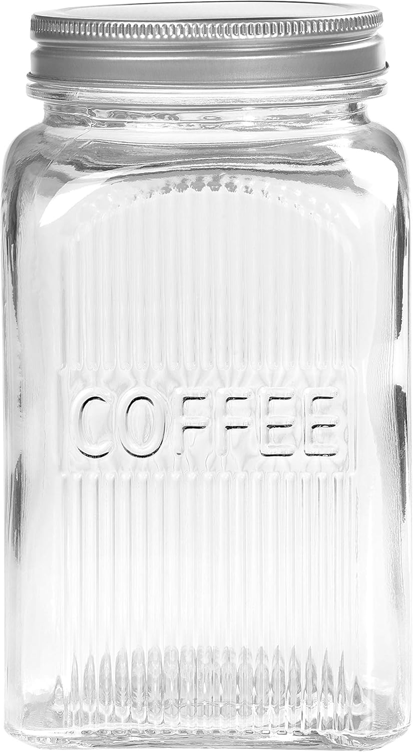Tala Coffee Glass Jar with Screw Top Lid, 1250 ml, Transparent