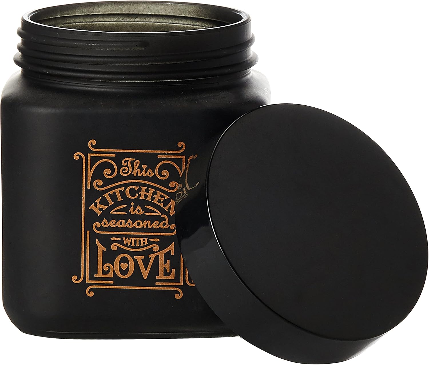 Herevin Square Canister Kitchen Love - Black, 1 Liter - Image 3