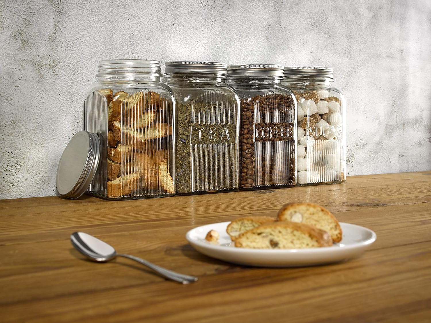 Tala Coffee Glass Jar with Screw Top Lid, 1250 ml, Transparent - Image 4