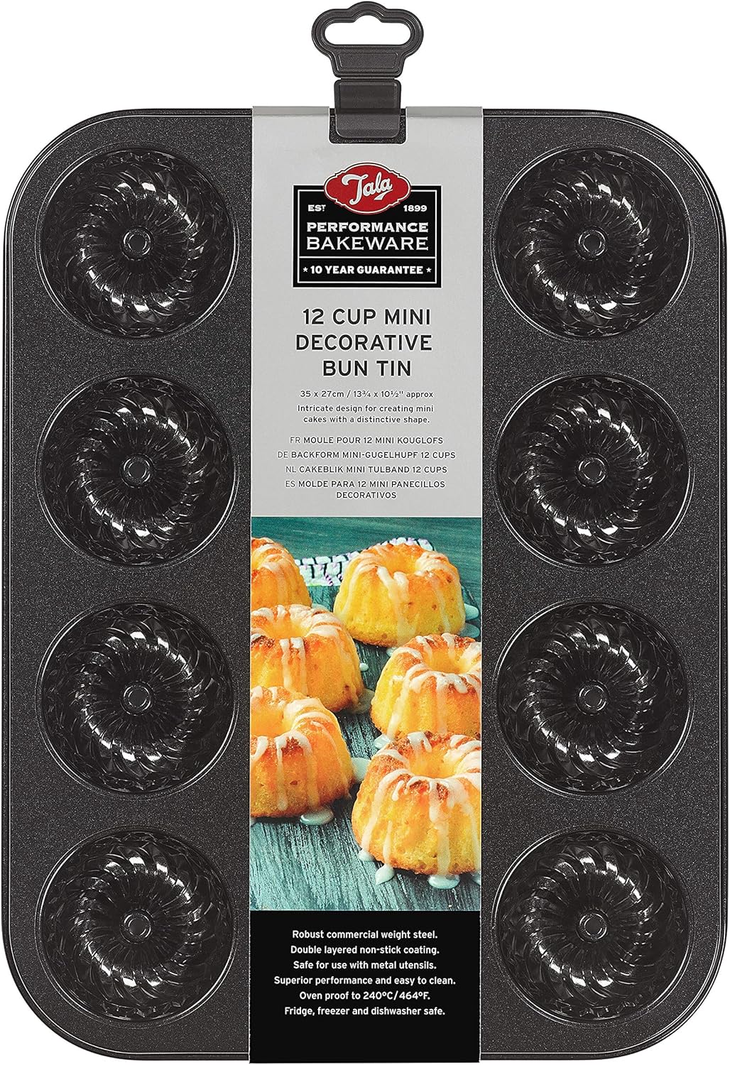 Tala Performance Eclipse Non-Stick 12 Cup Mini Decorative Bun Tin, Black - Image 2
