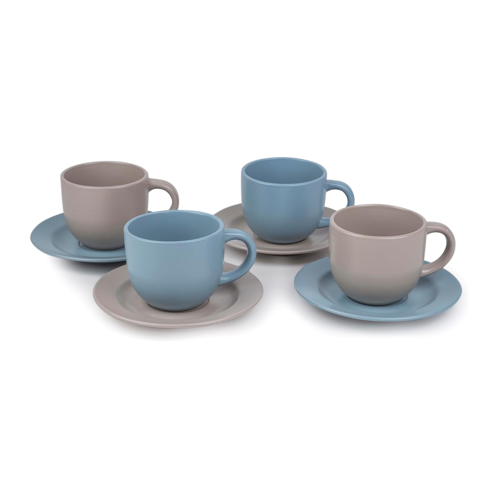 Shallow Jaspe Tea Cup & Saucer Set SG Glaze, Multicolor, 220 ml
