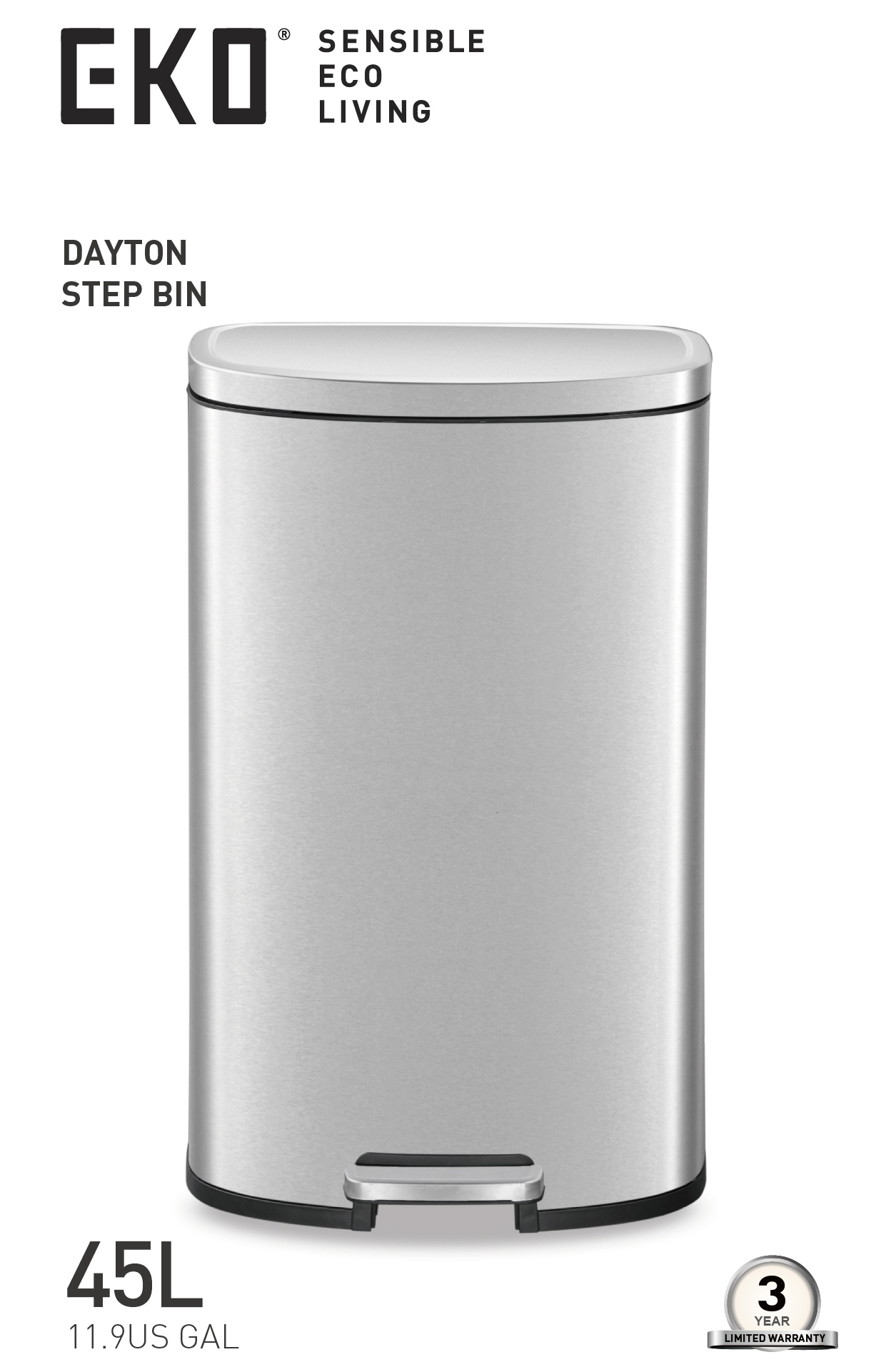 Eko 45L Pedal Bin Dayton Silver - Image 6