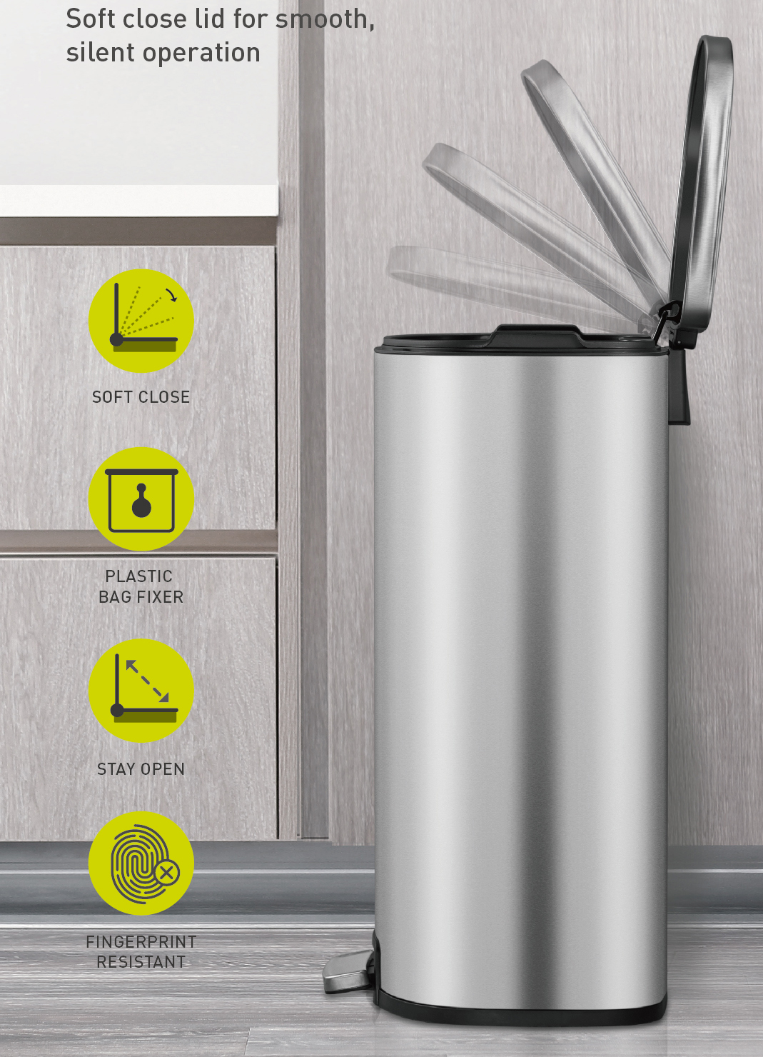 Eko 45L Pedal Bin Dayton Silver - Image 8