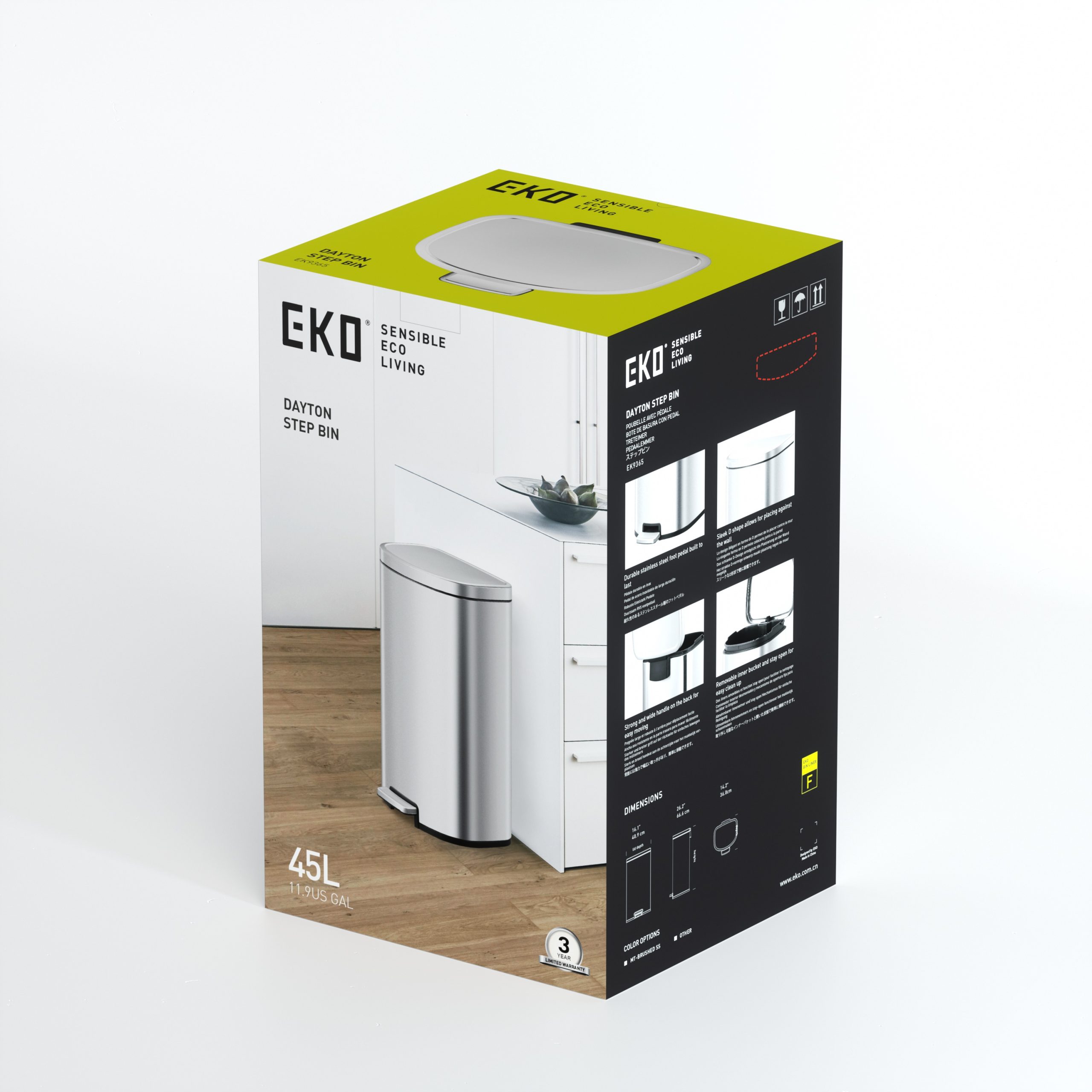 Eko 45L Pedal Bin Dayton Silver - Image 10