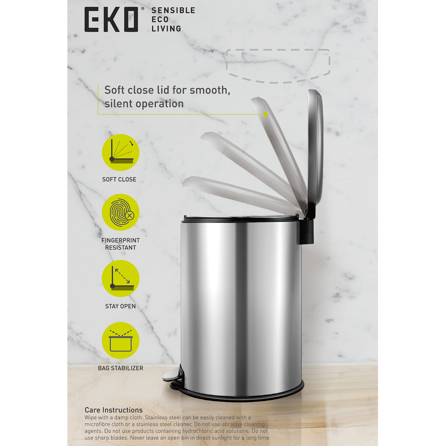 Eko 8L Pedal Bin Serene Silver - Image 5