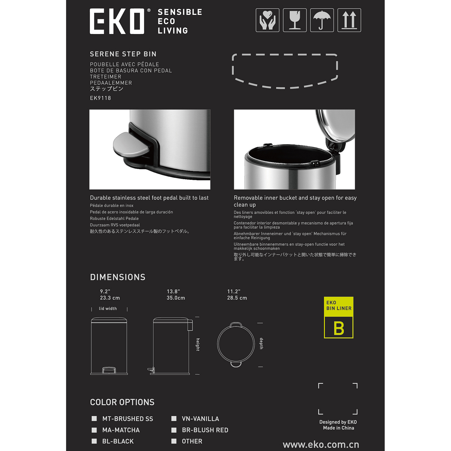 Eko 8L Pedal Bin Serene Silver - Image 6