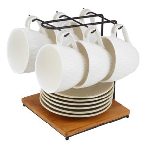 6 tea cups+6 saucers+1 rack, 6.8*8cm/13.5cm, color box