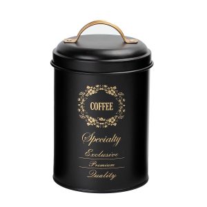 Coffee Box with Golden Logo -Metal Lid W/Gldn Handl