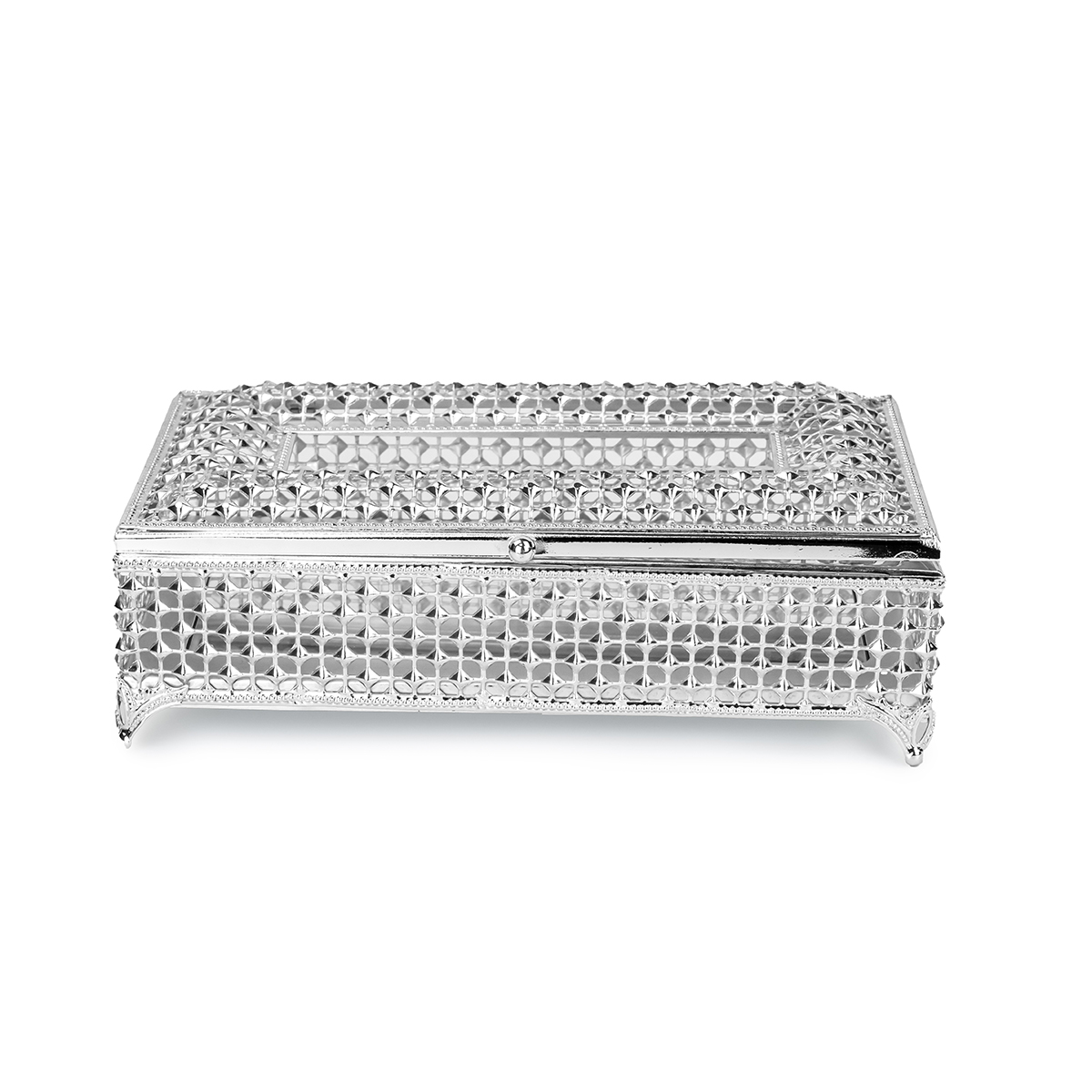 Zeyve Tissue Box Holder Silver 24X12X8Cm