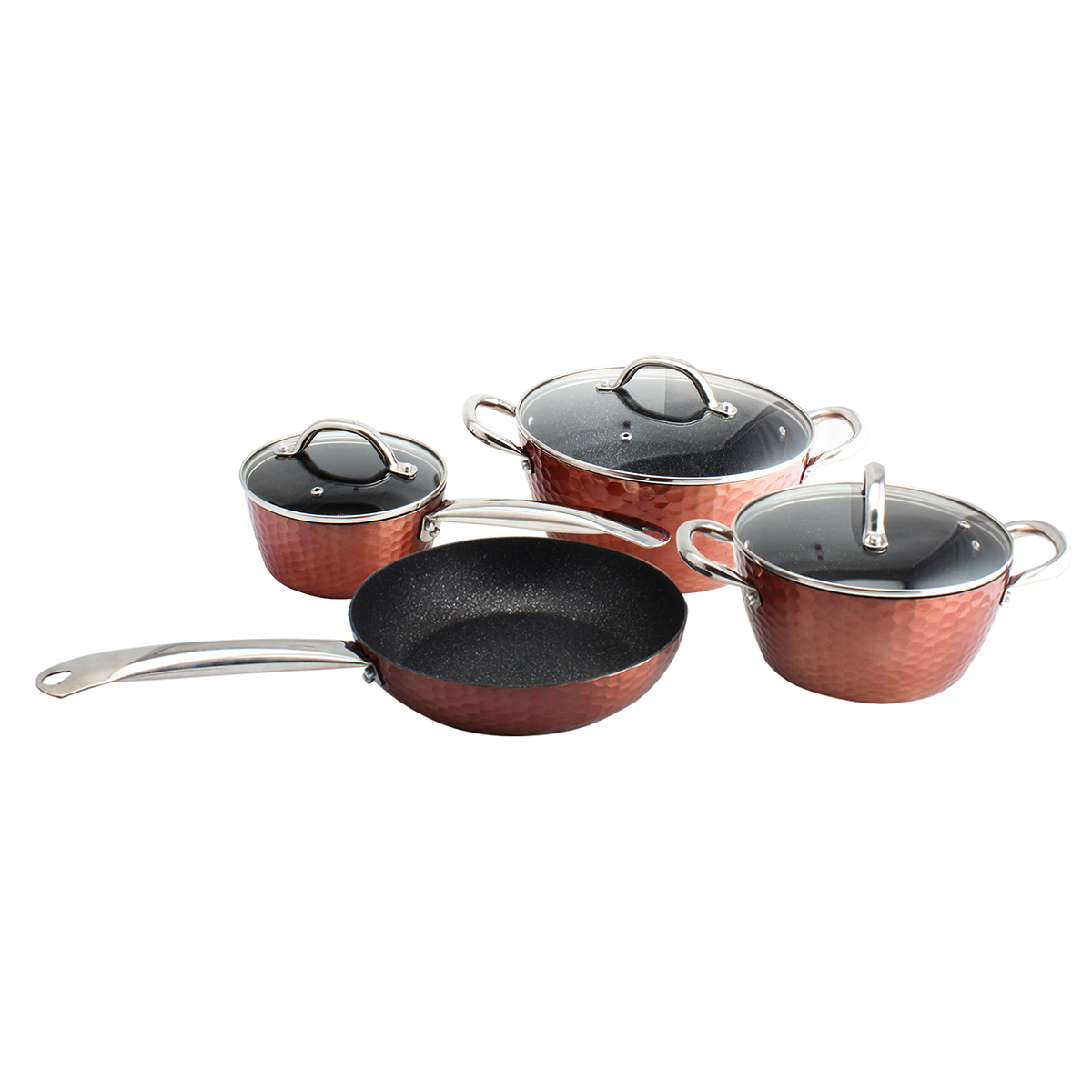 Wilson Copper Hammered 7 Pcs Cookware Set