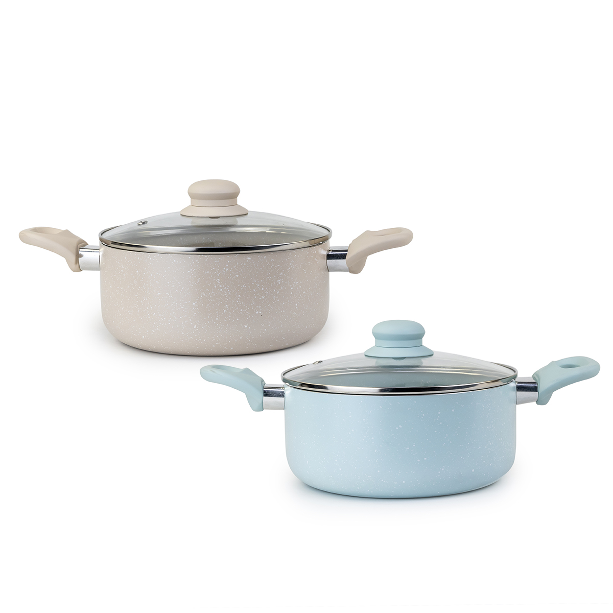 Wilson Oak Stone Marble Coating Casserole with Lid (24 cm, Beige)