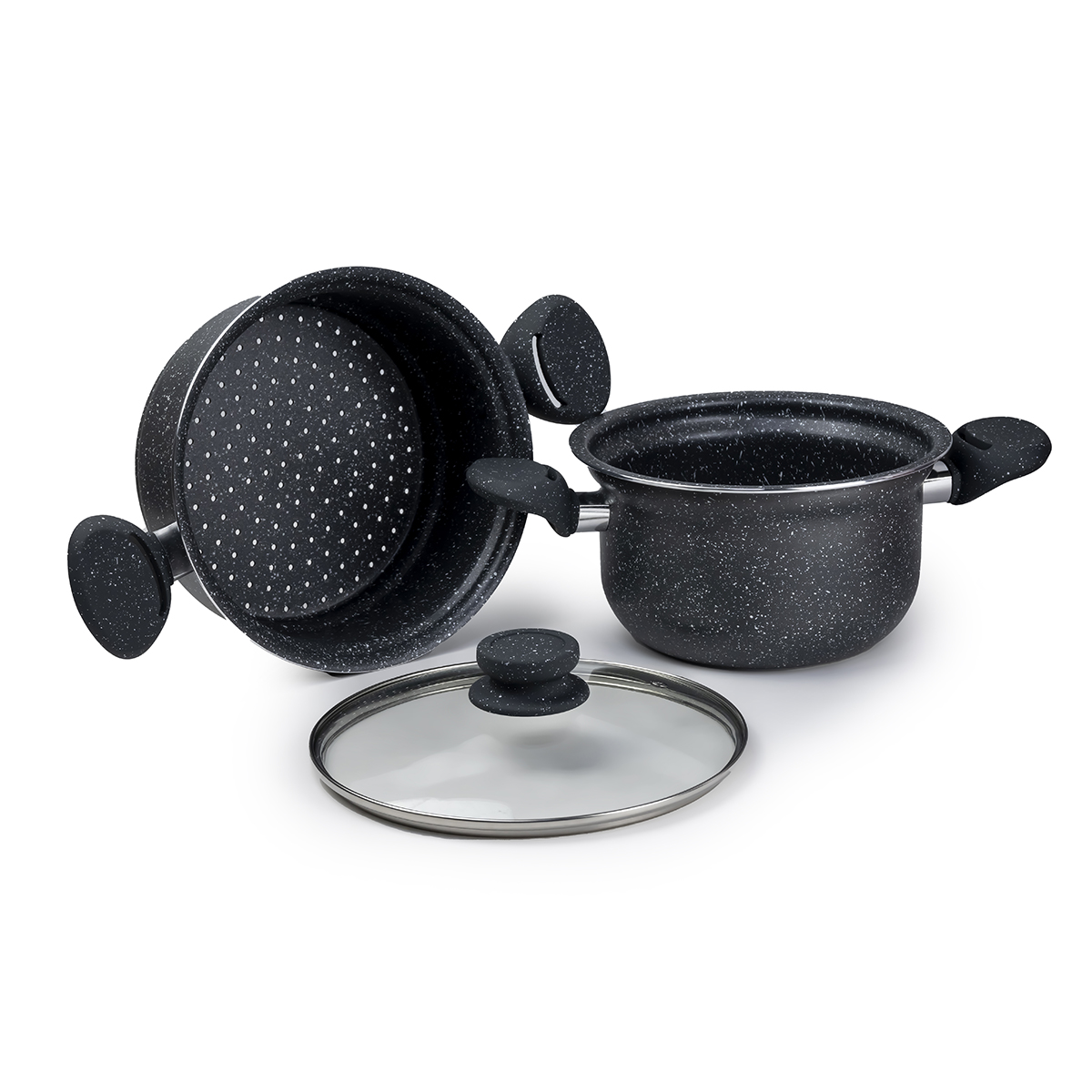 Wilson 2 Layer Steamer with Marble Coating (20 + 22 cm, Black) - Image 2