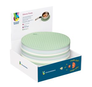 Colourworks Classics Silicone 20cm Round Trivets, Tagged, Display Of Sixteen