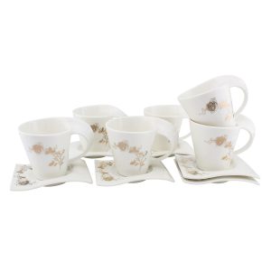 Shallow Cup& Saucer Wave-12Pcs