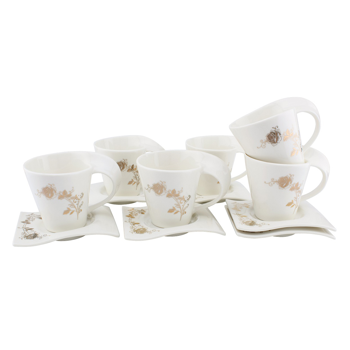 Shallow Cup& Saucer Wave-12Pcs