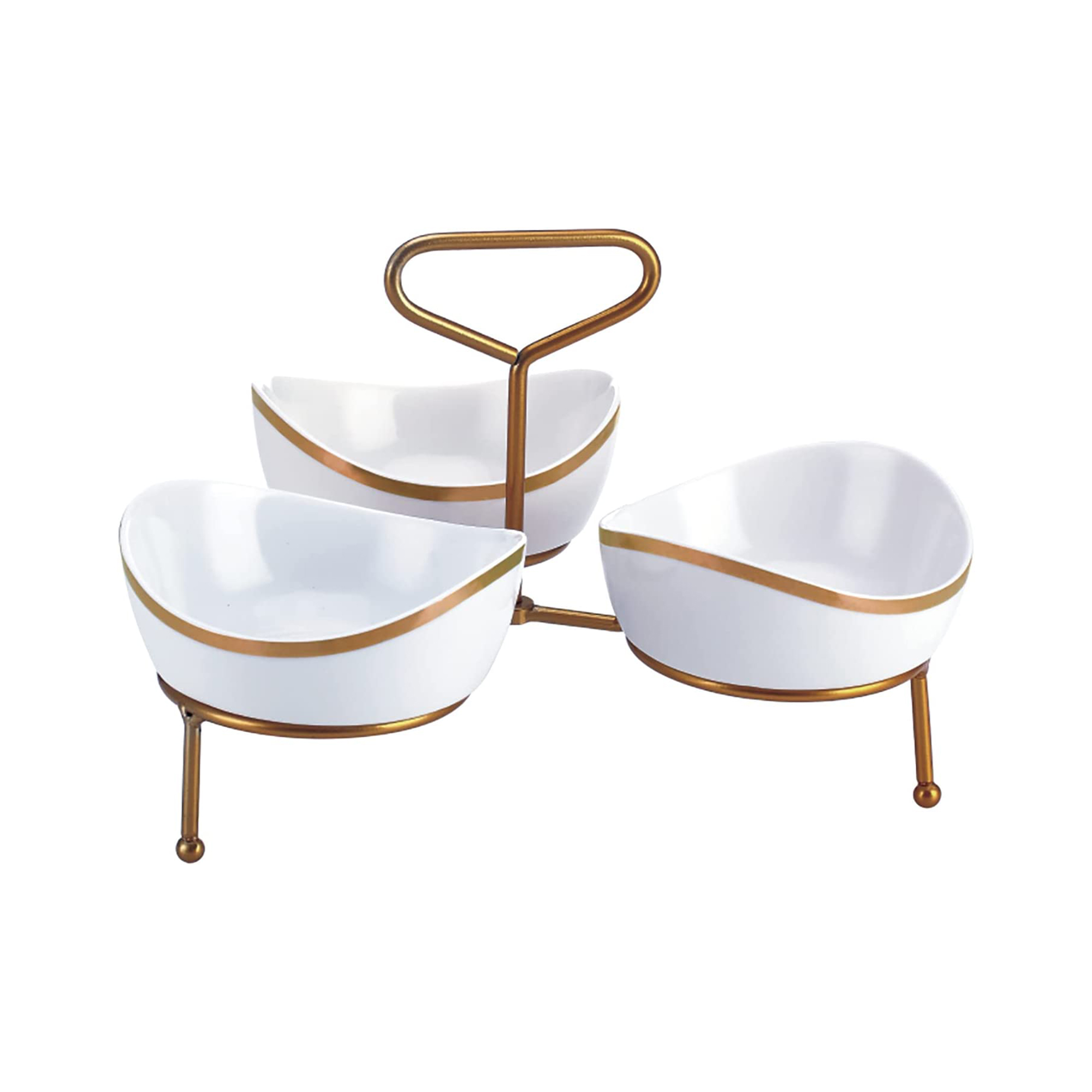 Shallow 3 Tier Bowl with Gold Stand Decal, 5.25 inch