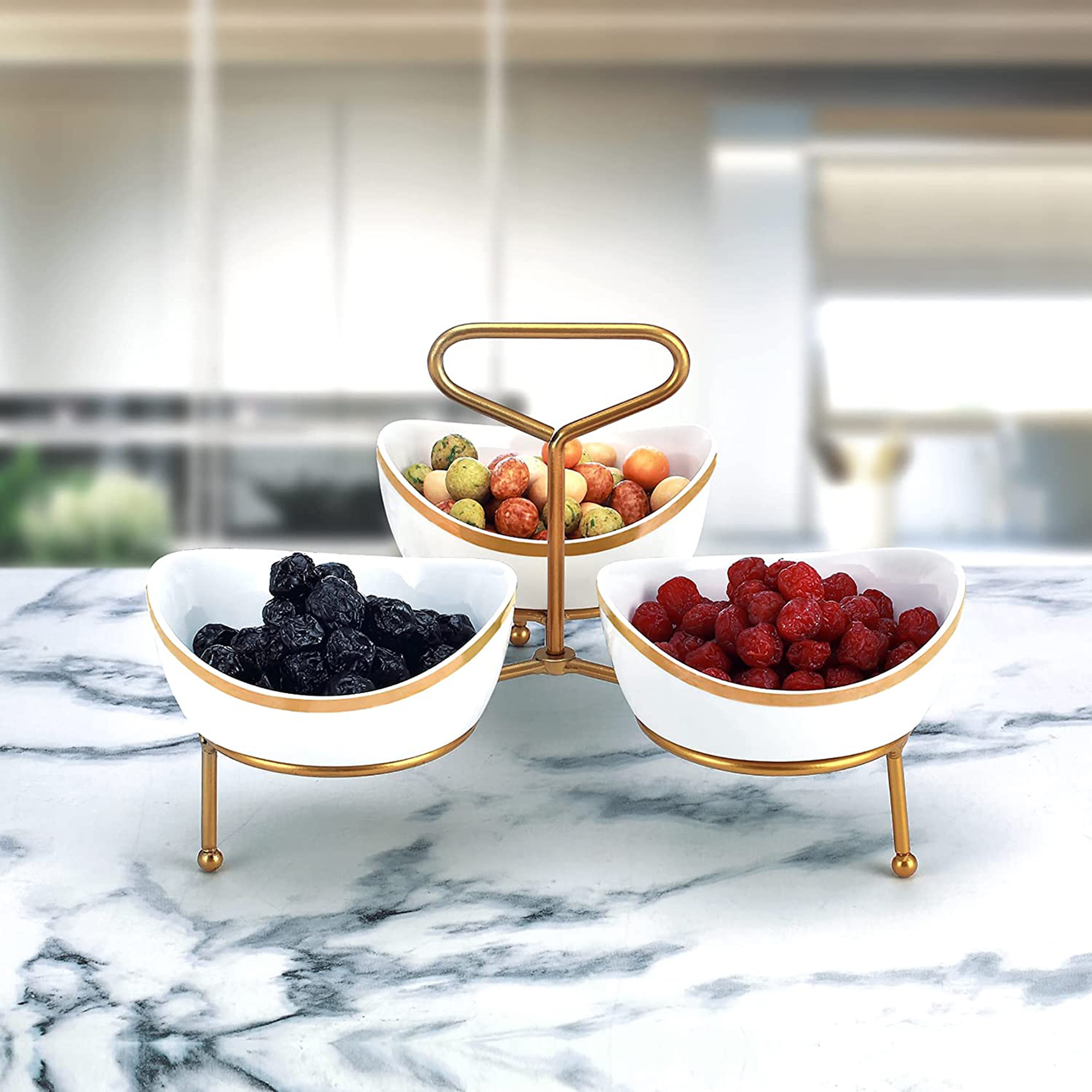 Shallow 3 Tier Bowl with Gold Stand Decal, 5.25 inch - Image 2