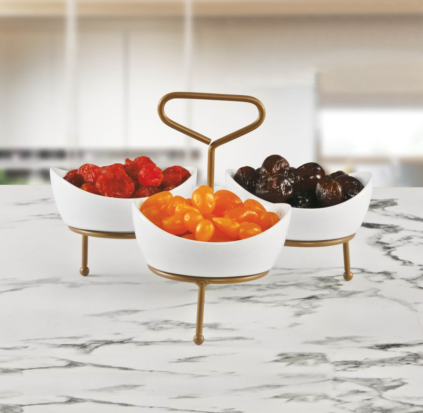 Shallow 3 Tier Bowl Server with Gold Stand, 5.25 inch - Image 2