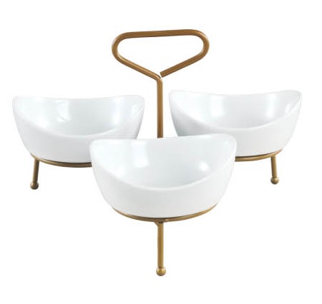 Shallow 3 Tier Bowl Server with Gold Stand, 5.25 inch