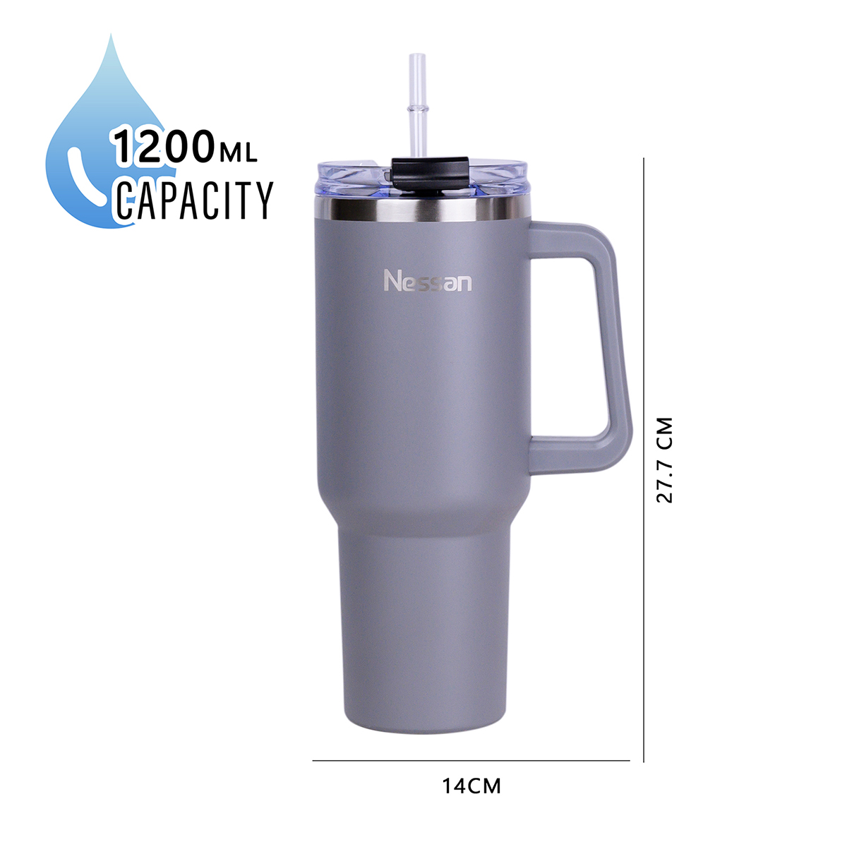 1200Ml Travel Flask-Grey - Image 2