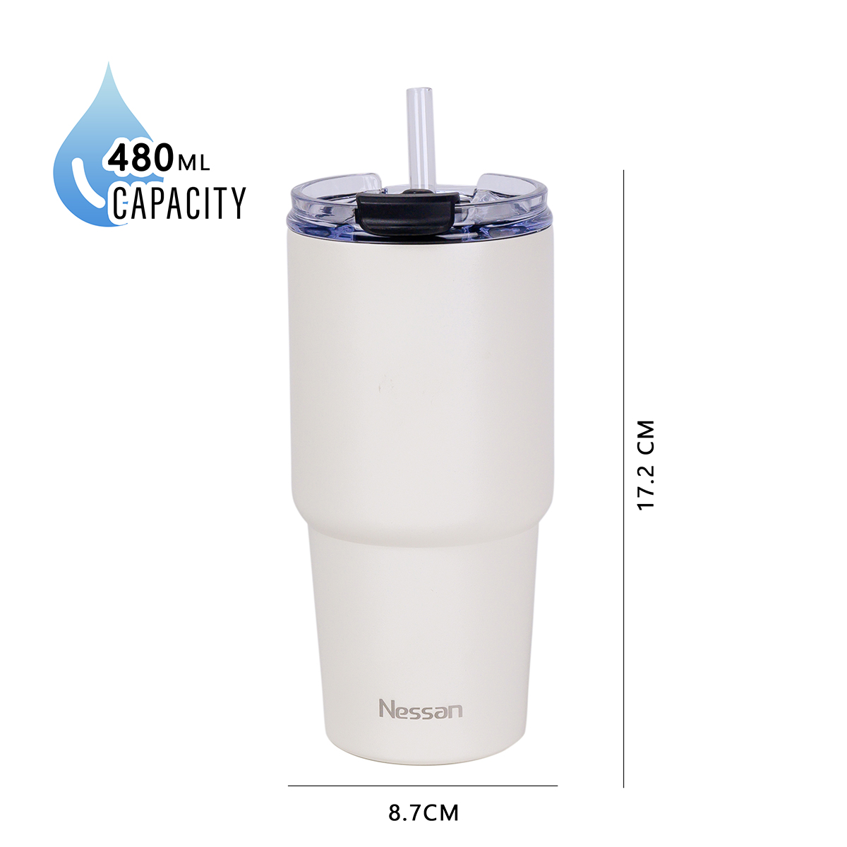480ML Travel Flask-Cream - Image 4