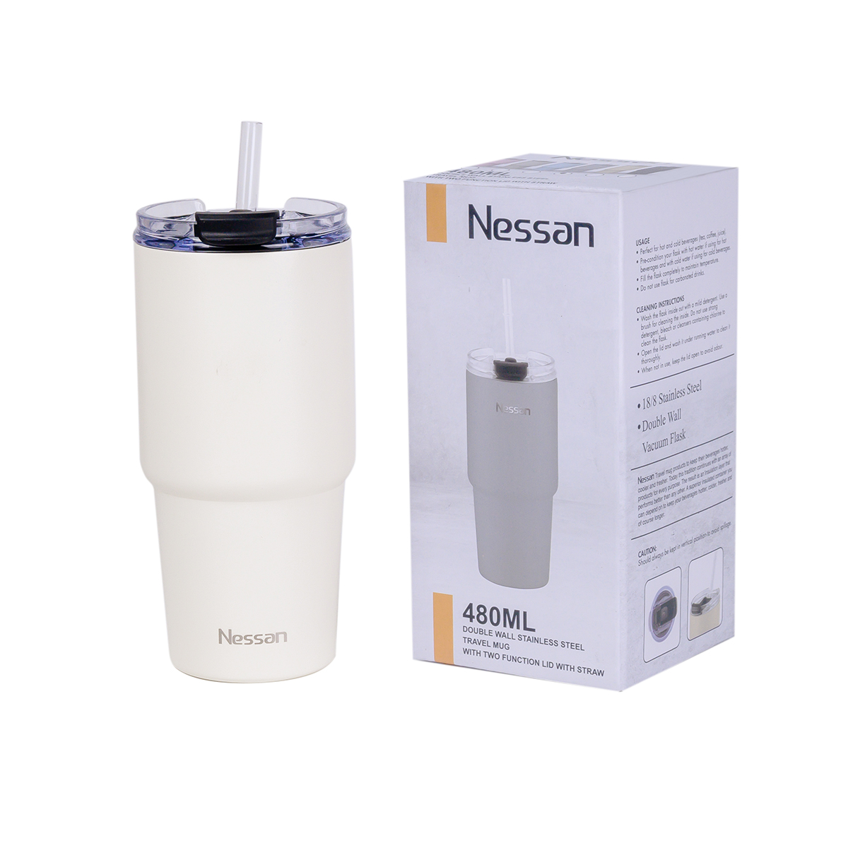 480ML Travel Flask-Cream - Image 3