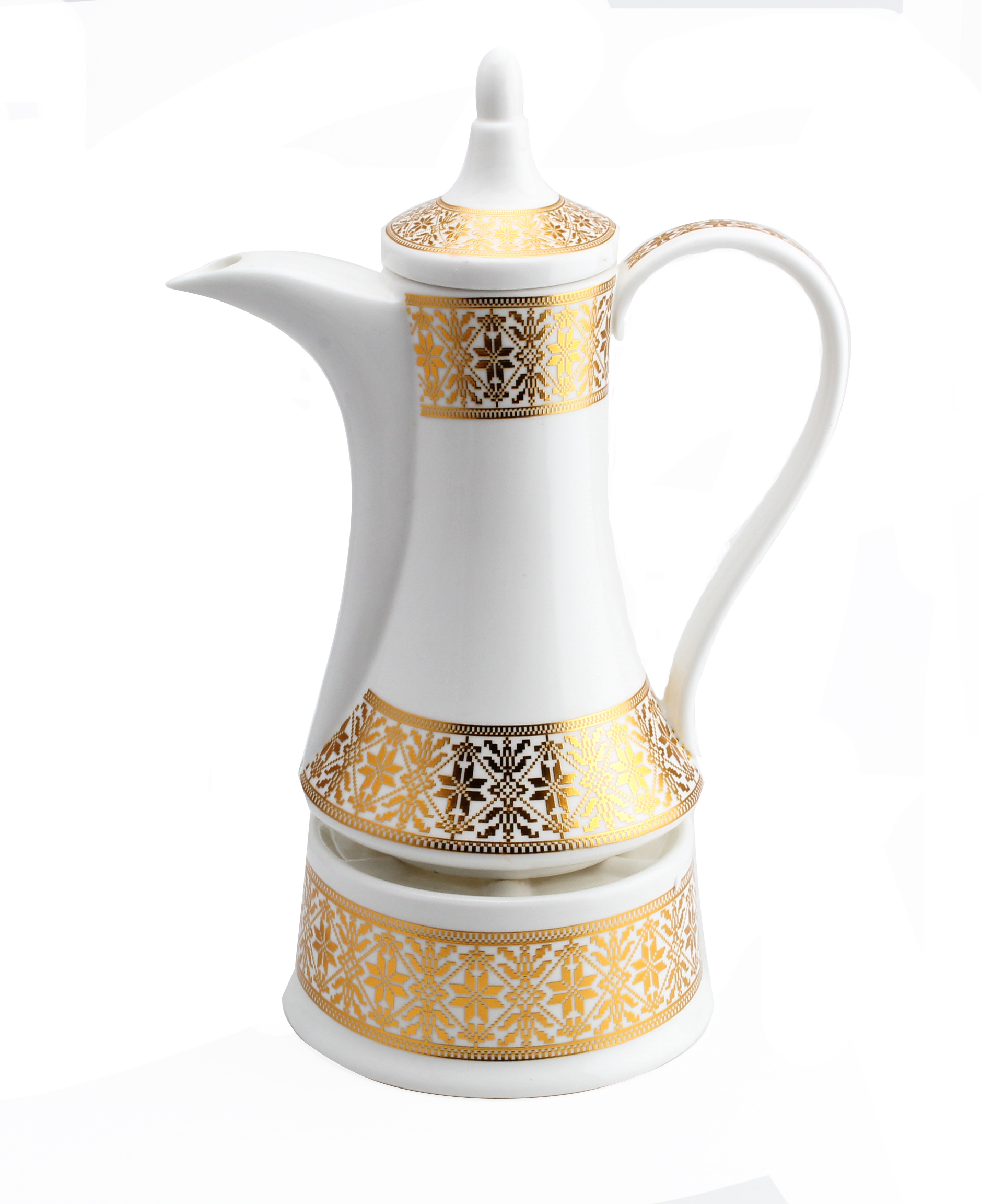 Shallow Coffee Pot with Warmer Dallah, Gold