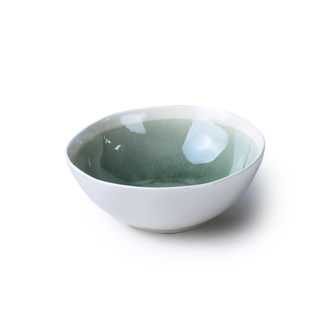 Shallow Iris Bowl, Green, 17cm