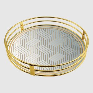 Galaxy Round Regent Metal Tray Gold 35Cm