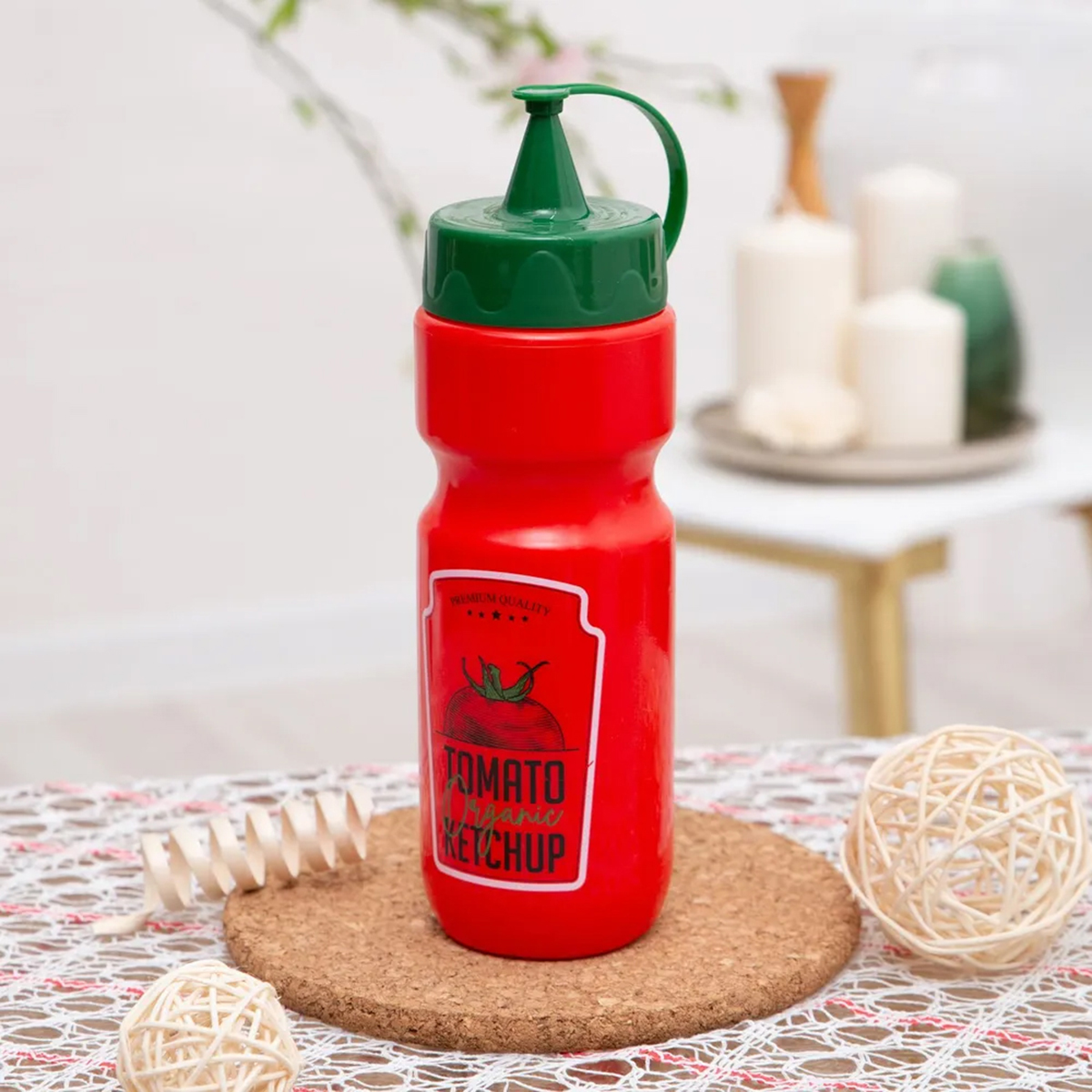 Herevin 600 CC Patterned Ketchup Bottle, Red - Image 3
