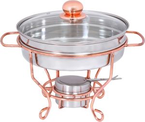 Chef Inox Double Bowl Chafing Pot, Rose Gold, 8 Liters